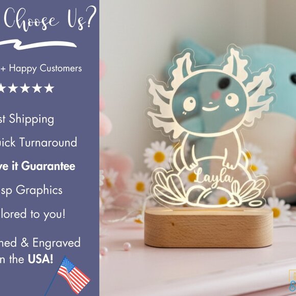 Personalized Axolotl Night Light – Custom LED Lamp for Kids - Picture 4 of 8